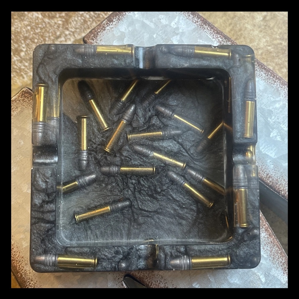 Unique Hand Crafted Resin Bullets & Smoke Ashtray Decor Or Tray change dish